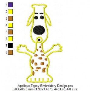 Applique Topsy Embroidery Design